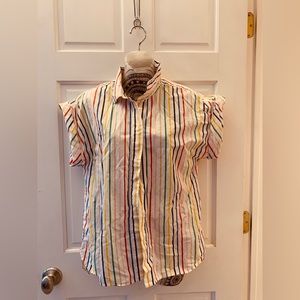 jcrew rainbow stripe shortsleeved button up